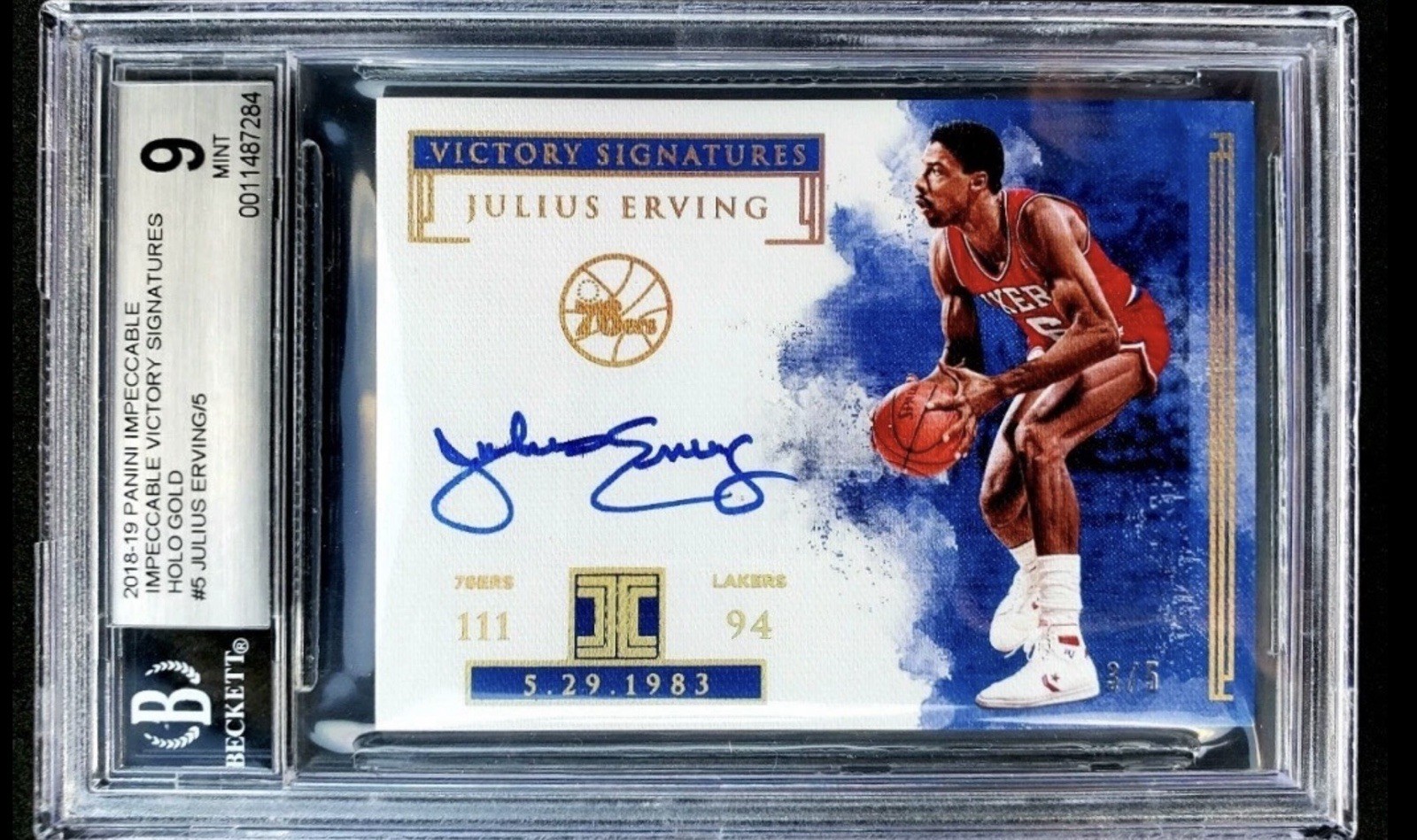 2018-19 Julius Irving Panini impeccable victory signatures Halo Gold #5 POP 1 🔥