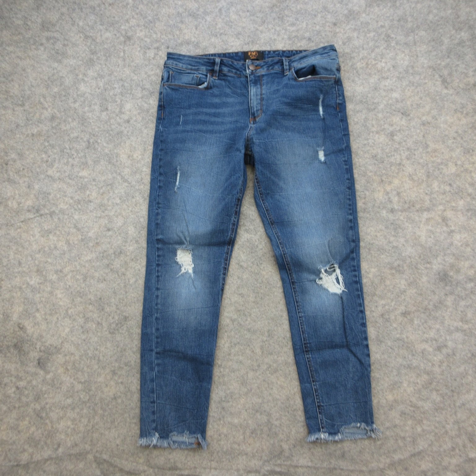 F&F Jeans Women\'s Blue US 10 Distressed Stretch Raw Hem Skinny