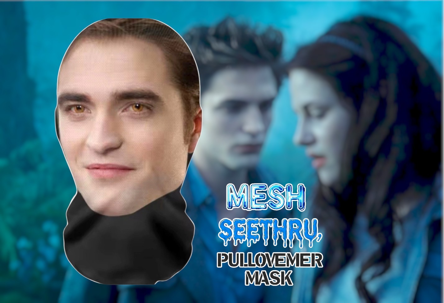 1x🩸 Edward Cullen Face Mask Twilight Robert Pattinson Halloween Costume Cosplay