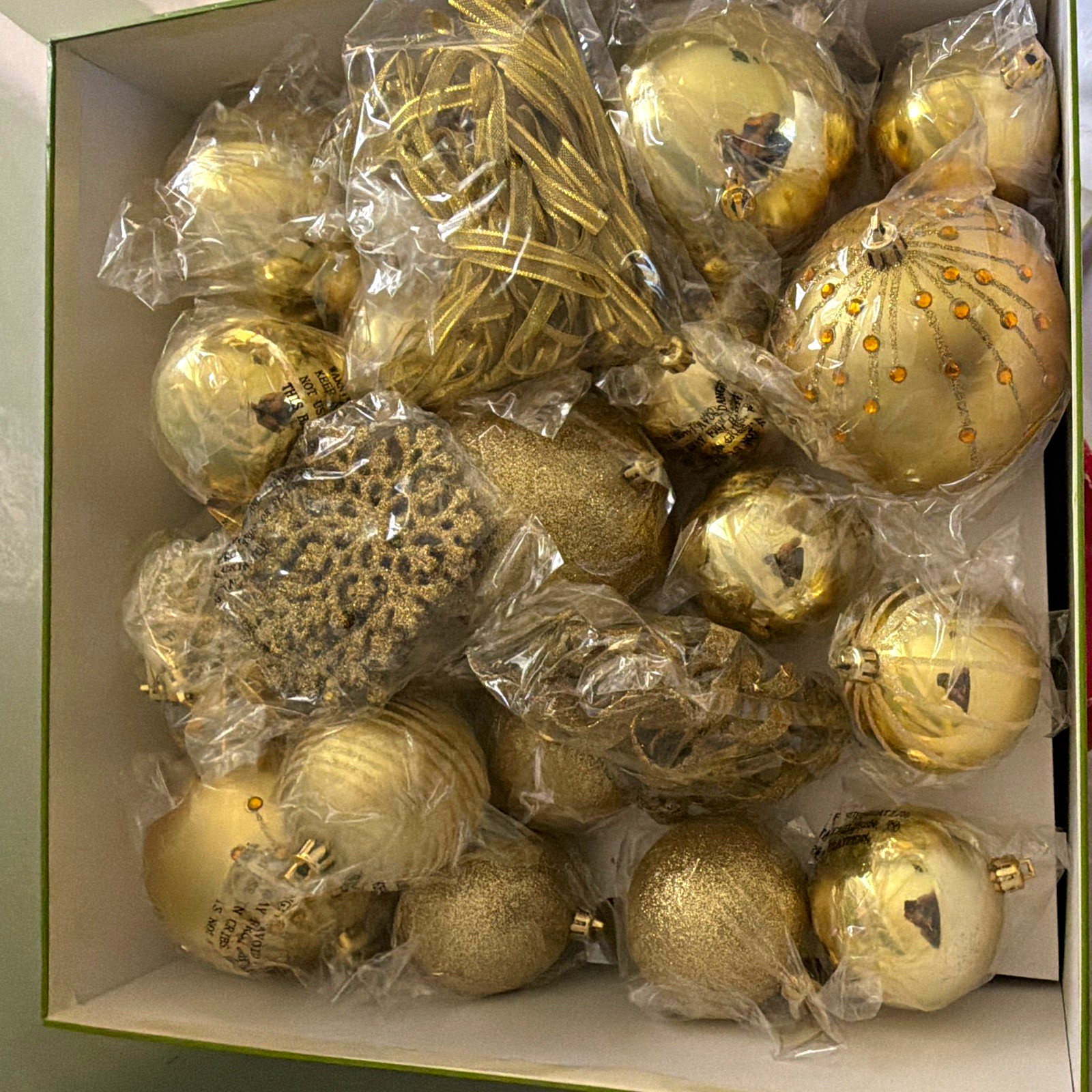 Colin Cowie 55pc Gold Hanging Christmas Ornament Set, Bauble Snowflake Star