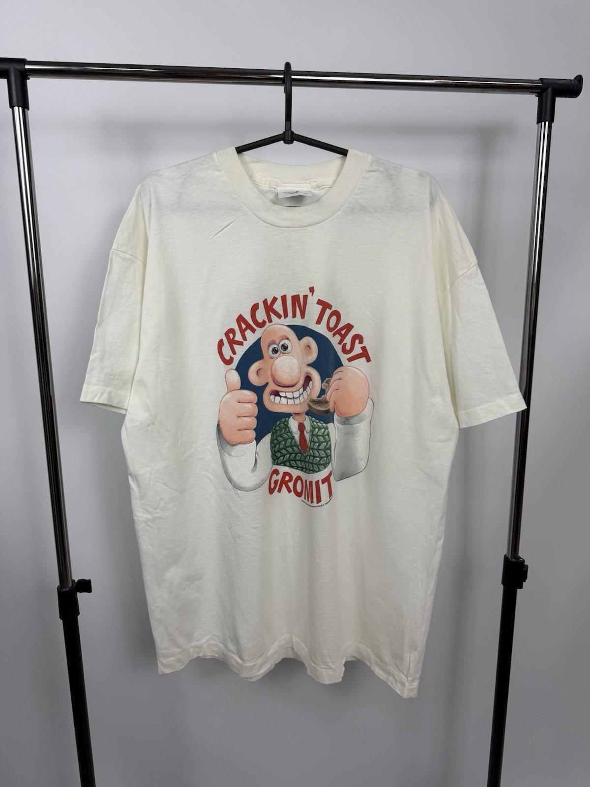Vintage 1989 Wallace and Gromit Cartoon Movie White T-shirt Size XL RARE