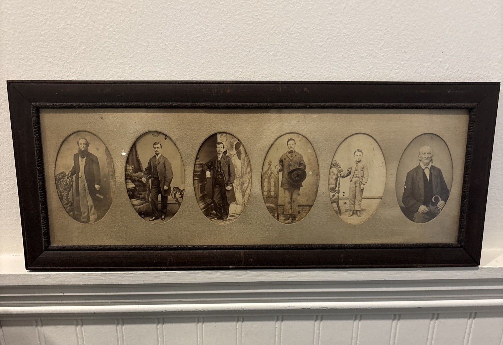 Antique French 1800’s Portraits Photos Framed Victorian 16.5” X 6.5”