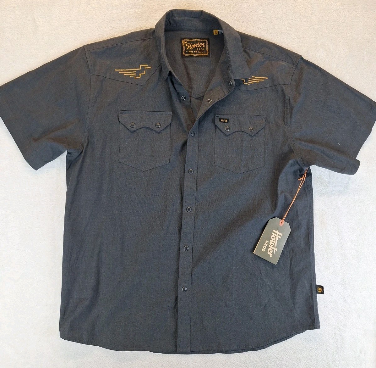 NEW Howler Brothers Shirt Mens Large Western Style Embroidered Crosscut Snap