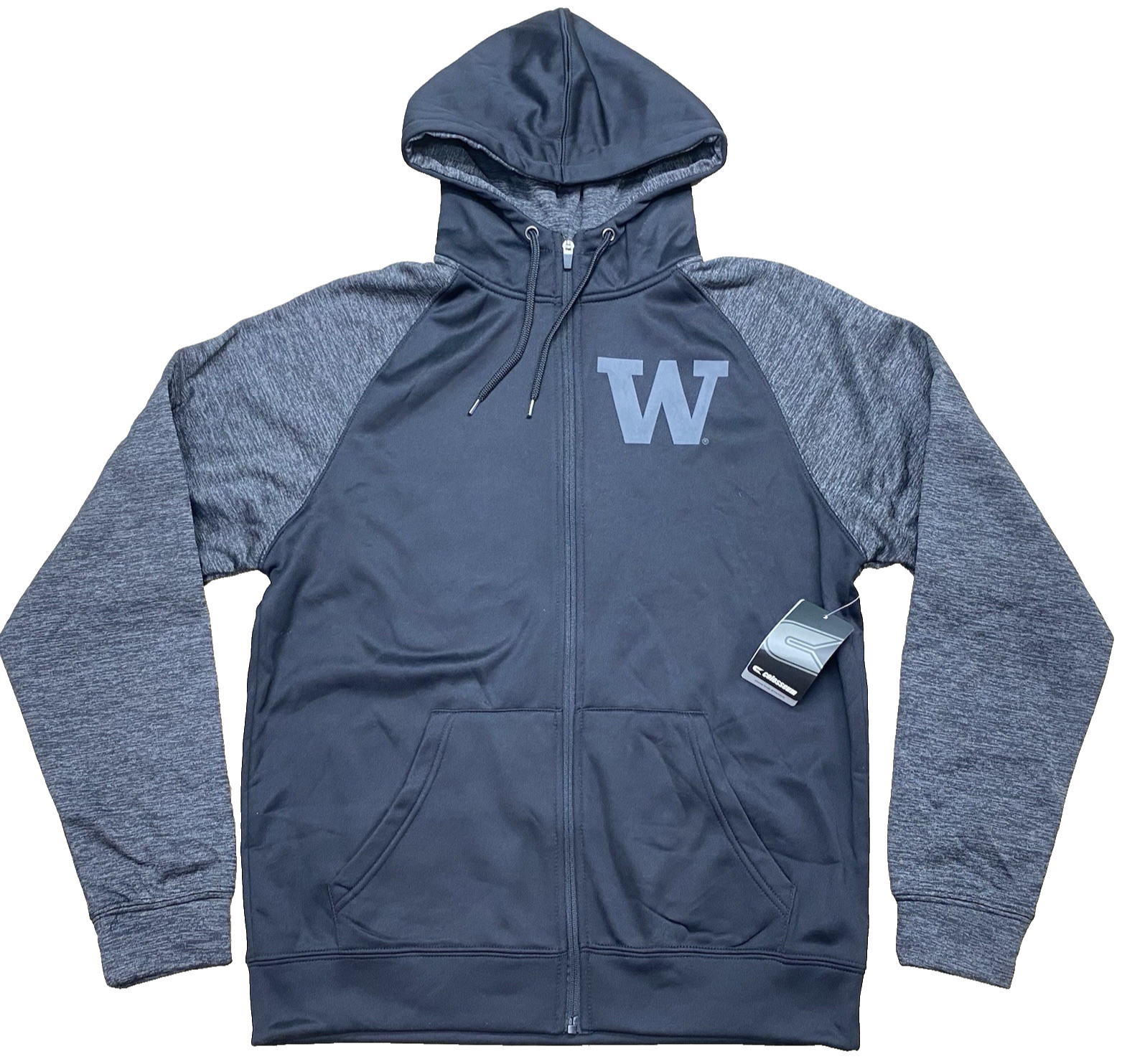 Colosseum 2XL XXL Black Washington Huskies Blackout 3.0 Tonal Raglan Full Zip