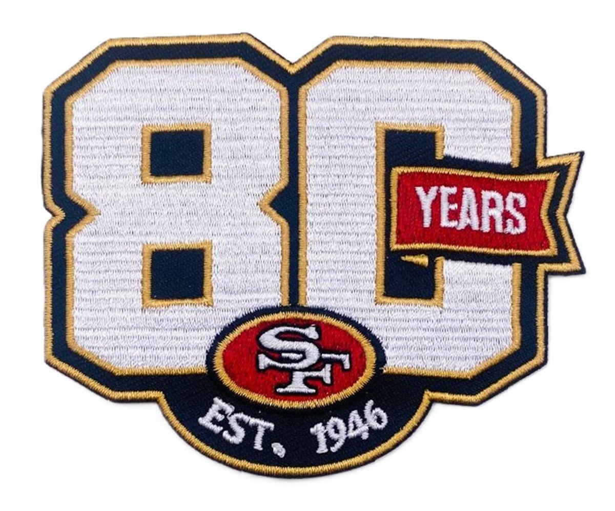 San Francisco 49ers 80th Anniversary Jersey Patch 100% Embroidered Iron/Sew on San Francisco 49ers 80th Anniversary Jersey Patch 100% Embroidered Iron/Sew on
