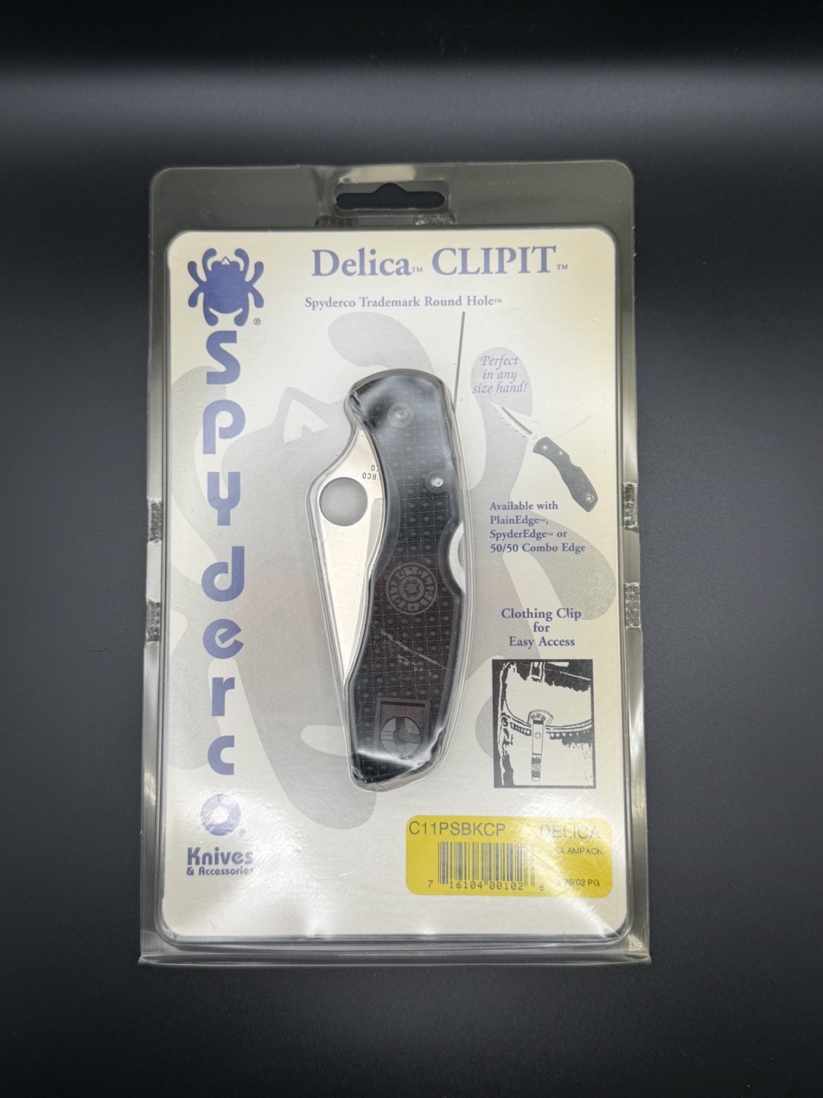 VTG Spyderco Delica Clipit Knife Clampack 2/26/2002 