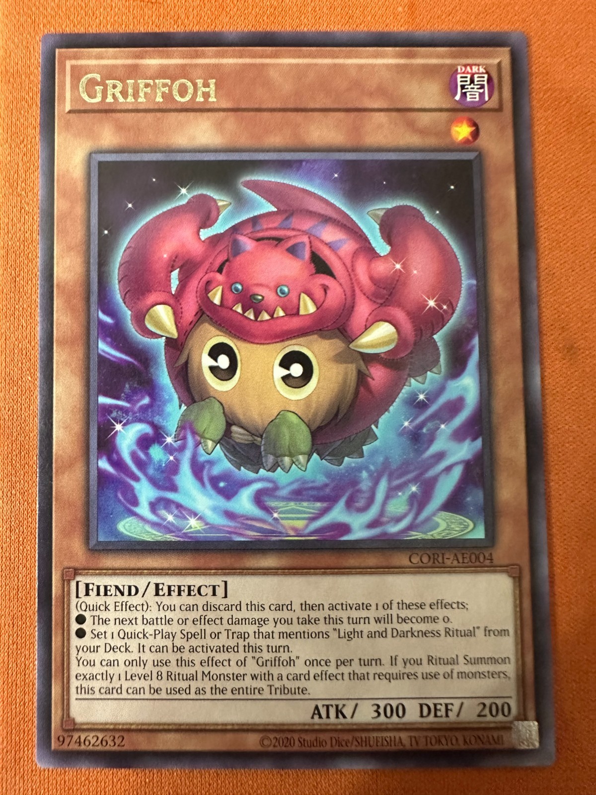 YUGIOH - Asian English - Griffoh- Rare- OCG Back - CORI- AE004 YUGIOH - Asian English - Griffoh- Rare- OCG Back - CORI- AE004