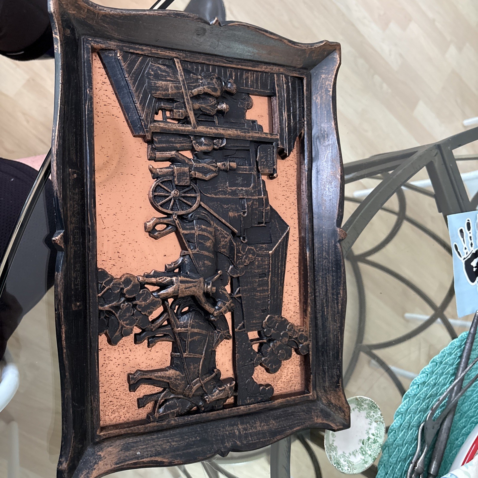 VTG. 70’s Coppercraft Guild , Taunton, MA ‘Travelers Rest’ Wall Decor 