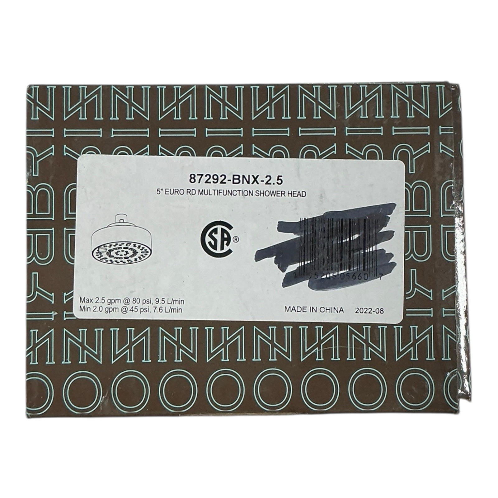 Brizo 87292-BNX-2.5 5″ H2Okinetic Multi-Function Wall Showerhead Black Onyx