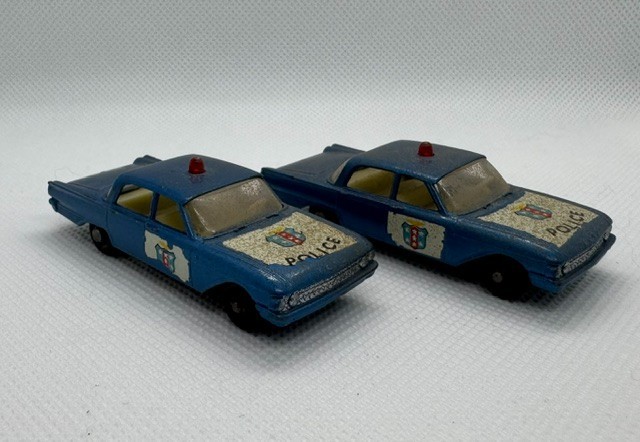 Vintage 1963 Matchbox Lesney #55 Ford Fairlane Police Cop Car Regular Wheel Toy