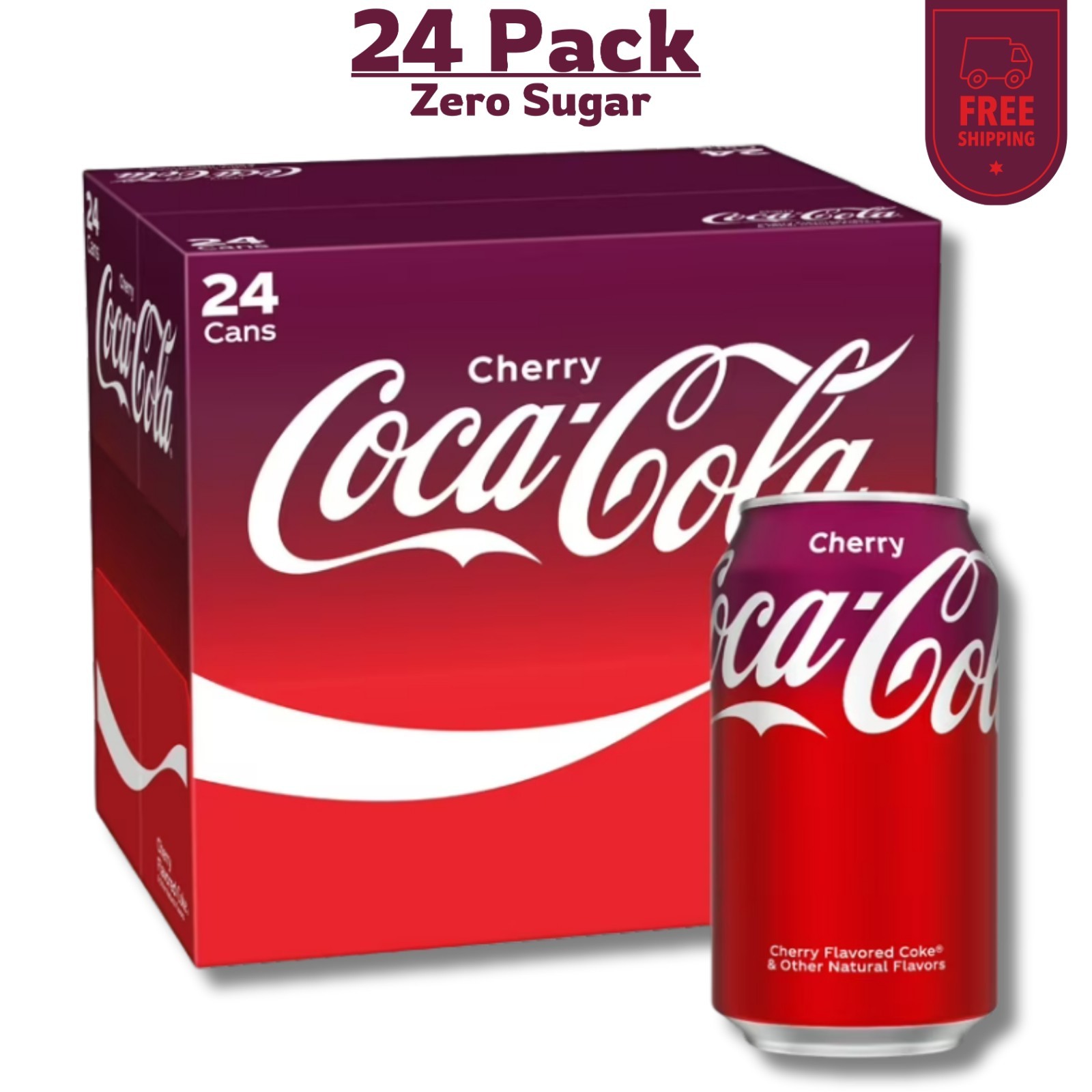 Coca-Cola Zero Sugar Cherry Soda Pop, 12 fl oz, 24 Pack Coca-Cola Zero Sugar Cherry Soda Pop, 12 fl oz, 24 Pack
