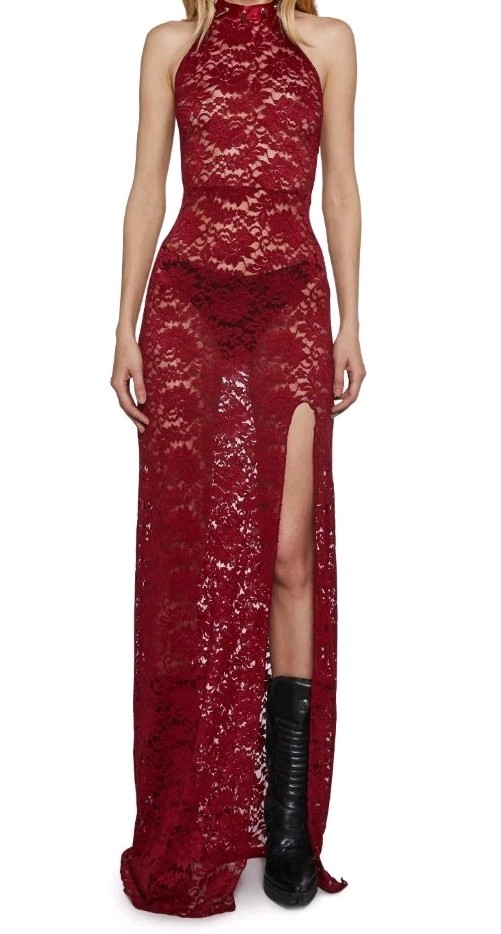 Dolls Kill Purely Carnal Burgandy Lace Dress Widow Size 1x