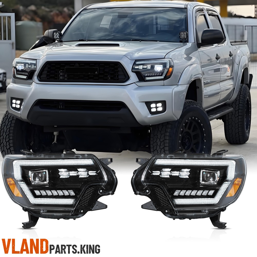Pair VLAND LED Projector Headlights Set For 2012-2015 Toyota Tacoma W/Sequential