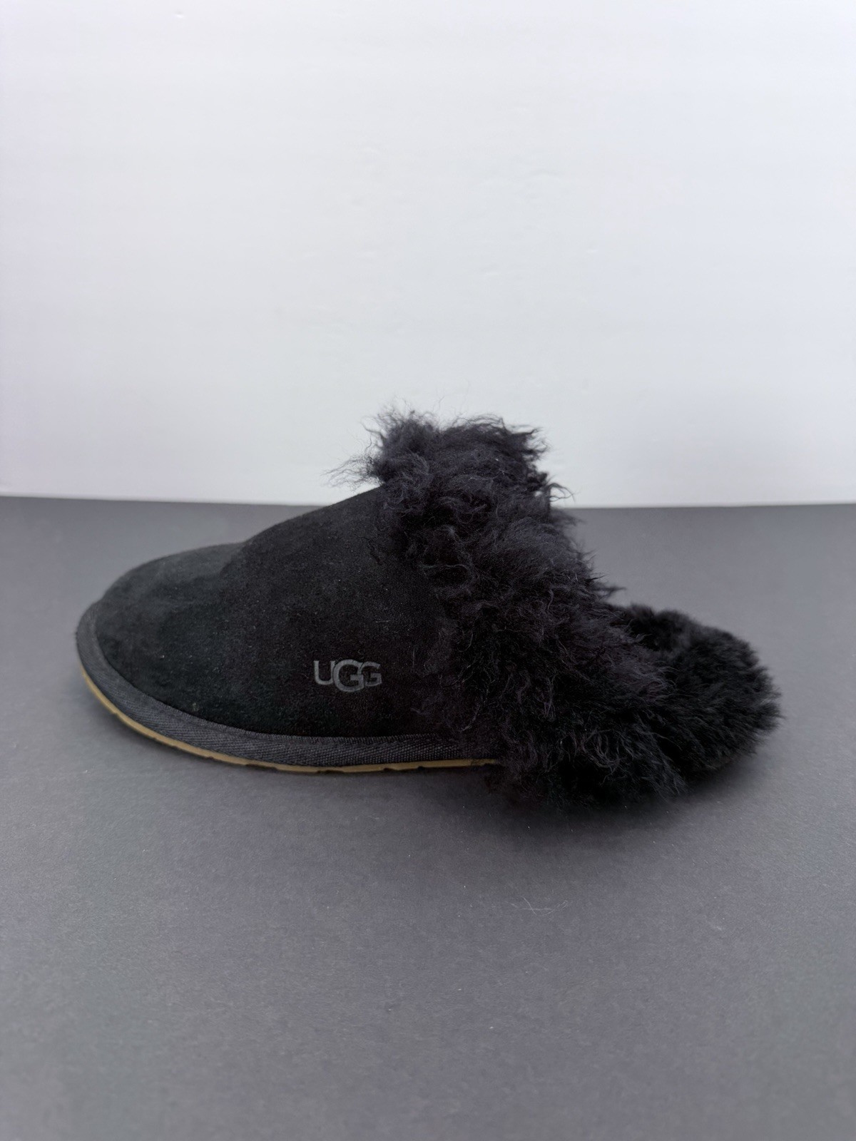 Ugg Scuff Sis Slipper Women’s Size 8 Black Suede Fluffy Sheepskin Collar Slip On Ugg Scuff Sis Slipper Women’s Size 8 Black Suede Fluffy Sheepskin Collar Slip On