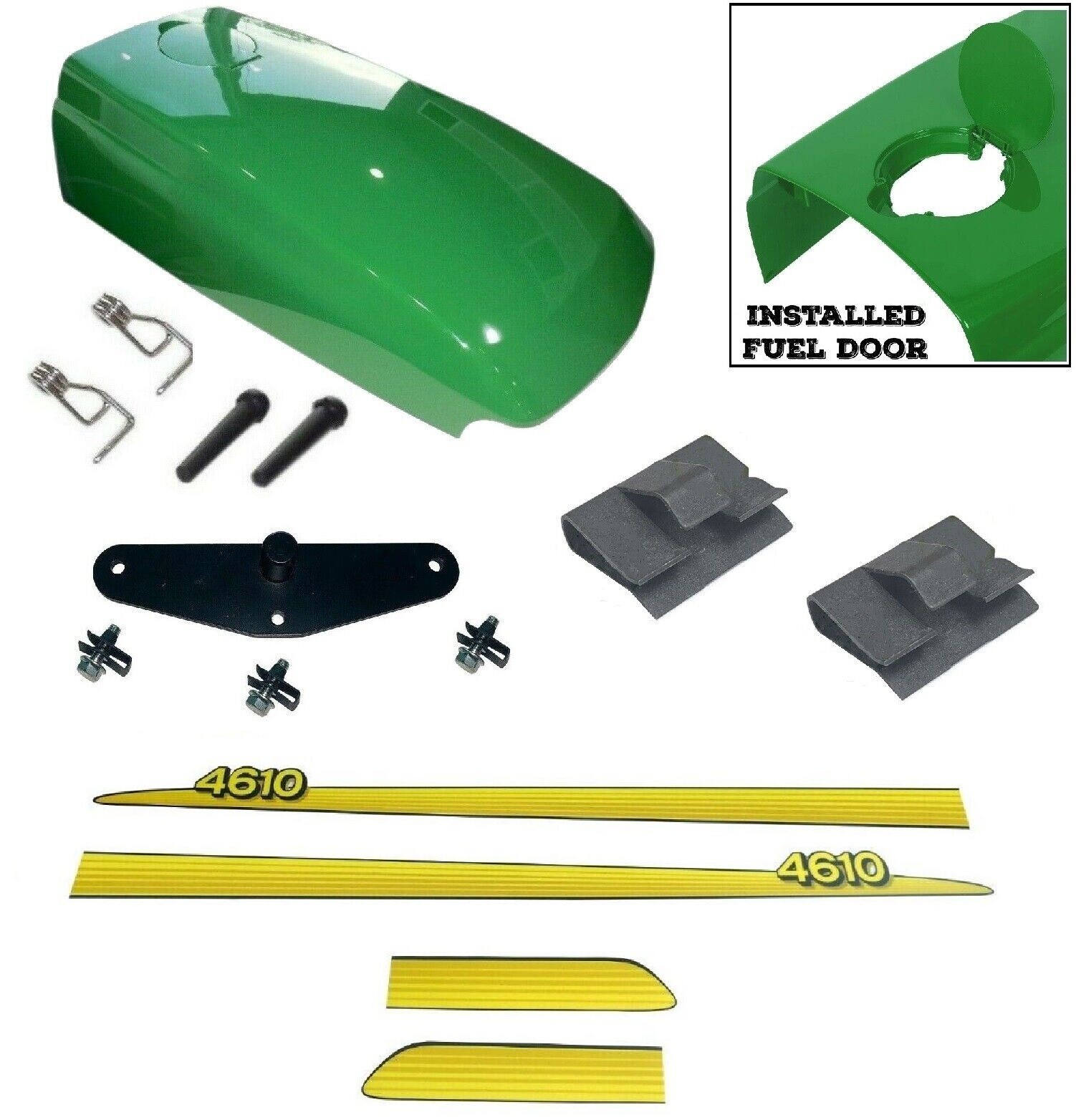 New Upper Hood with Assembled Fuel Door /Catch /Clips Fits John Deere 4610