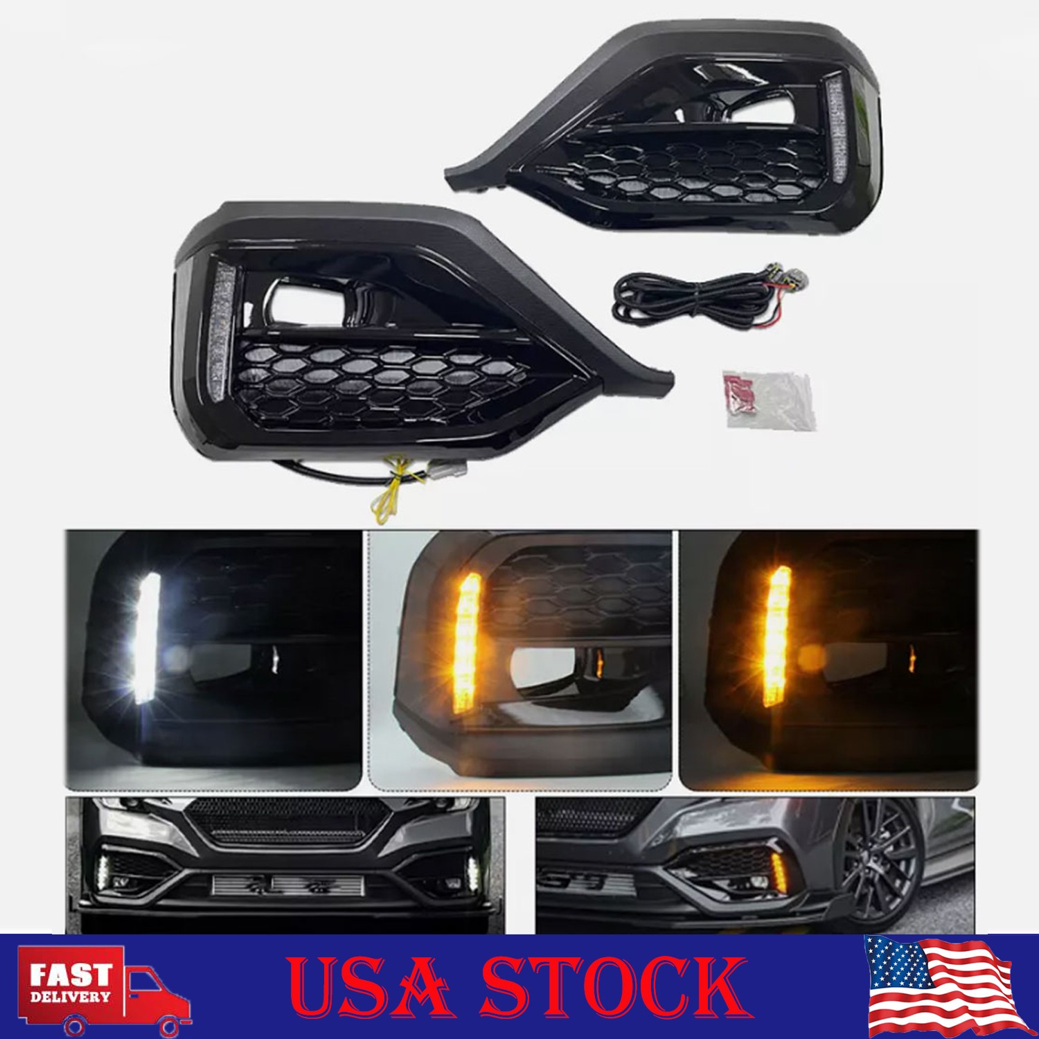 For Subaru WRX 2022-2024 LED Turn Signal DRL Fog Bezel Light Kit Pair Left+Right