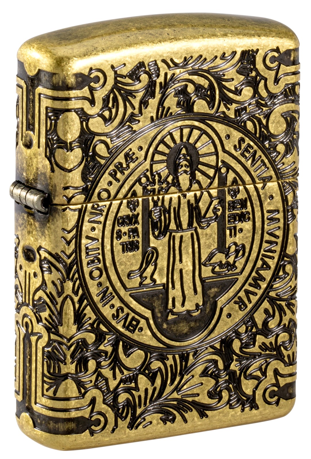 Zippo St. Benedict Design Antique Brass Windproof Pocket Lighter, 29719 Zippo St. Benedict Design Antique Brass Windproof Pocket Lighter, 29719