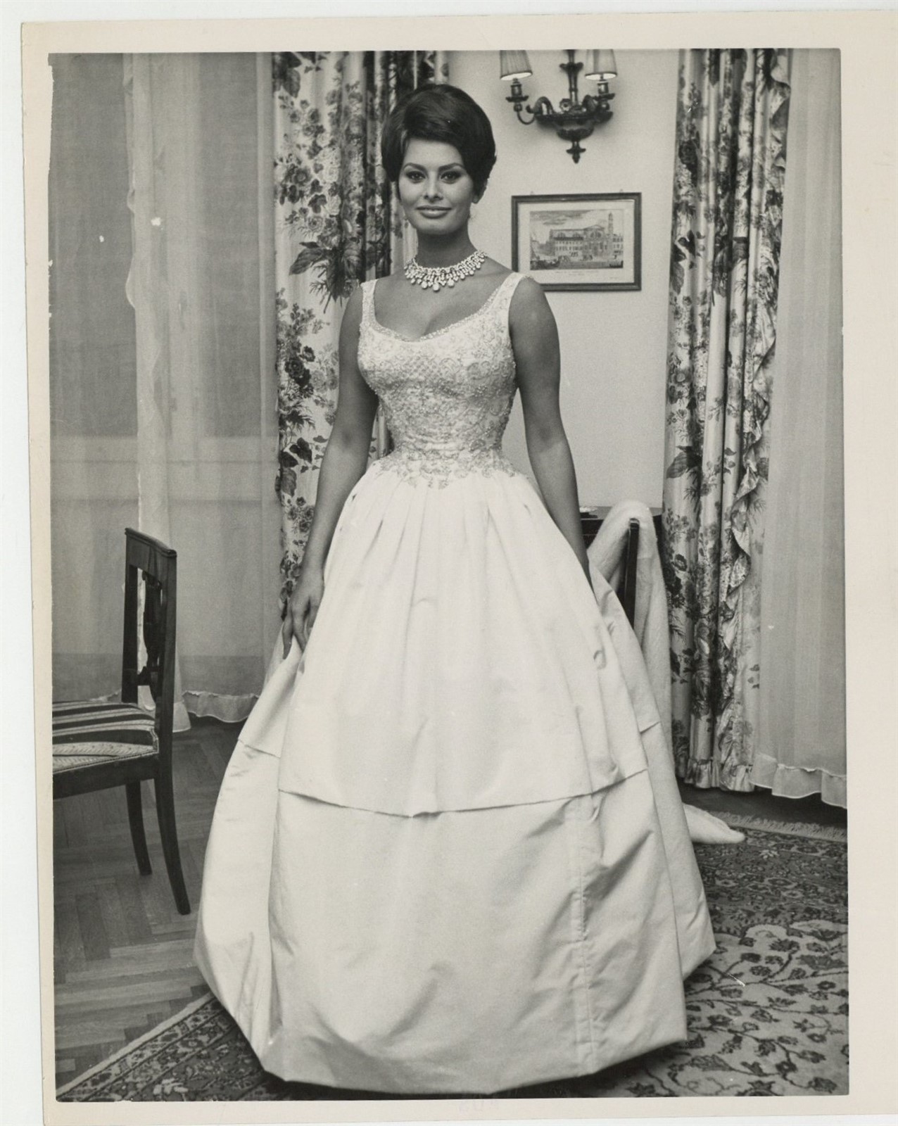 Sophia Loren 1961 Elegant Portrait Ballgown Dress 8x10 Original Photo J14854