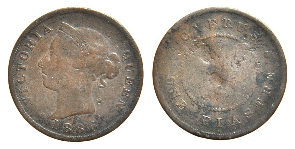 Cyprus. Victoria. One Piastre 1886.