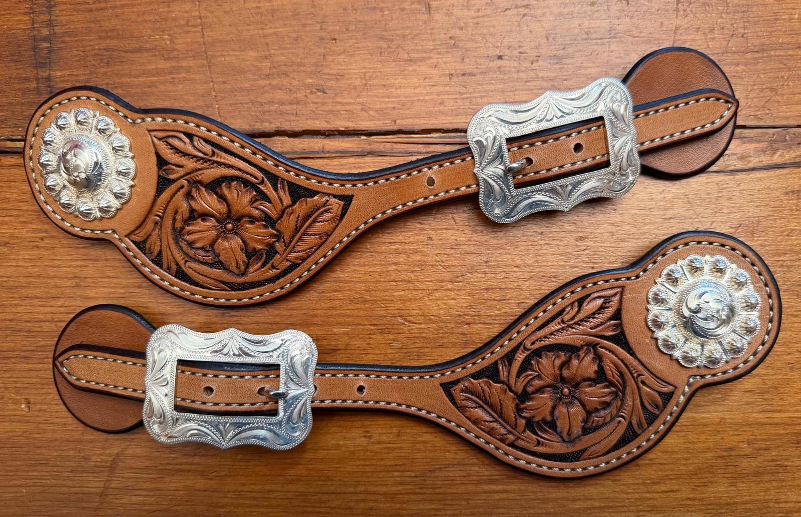 SILVER MOUNTED LADIES Cowgirl Vaquero SPUR STRAPS BY Tony Pedrini