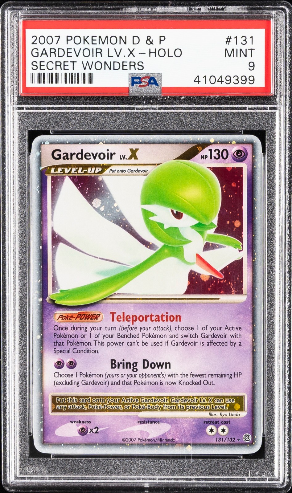 [2 SWIRLS] 2007 POKEMON D&P SECRET WONDERS #131 GARDEVOIR LV.X-HOLO PSA 9 MINT