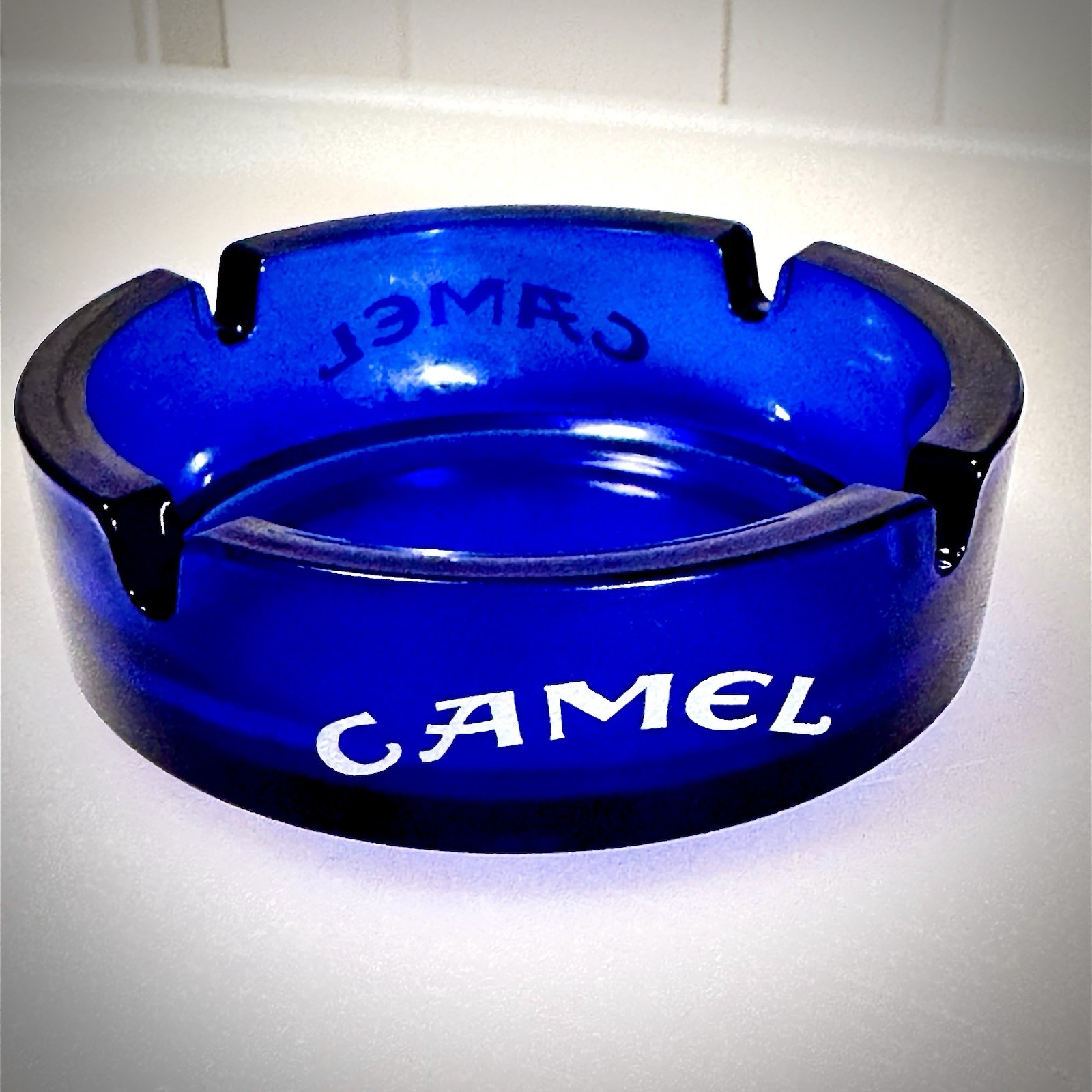 NEW Camel Cigarettes Cobalt Blue Glass Ashtray Rastal Italy Heavy Bar Promo NOS NEW Camel Cigarettes Cobalt Blue Glass Ashtray Rastal Italy Heavy Bar Promo NOS