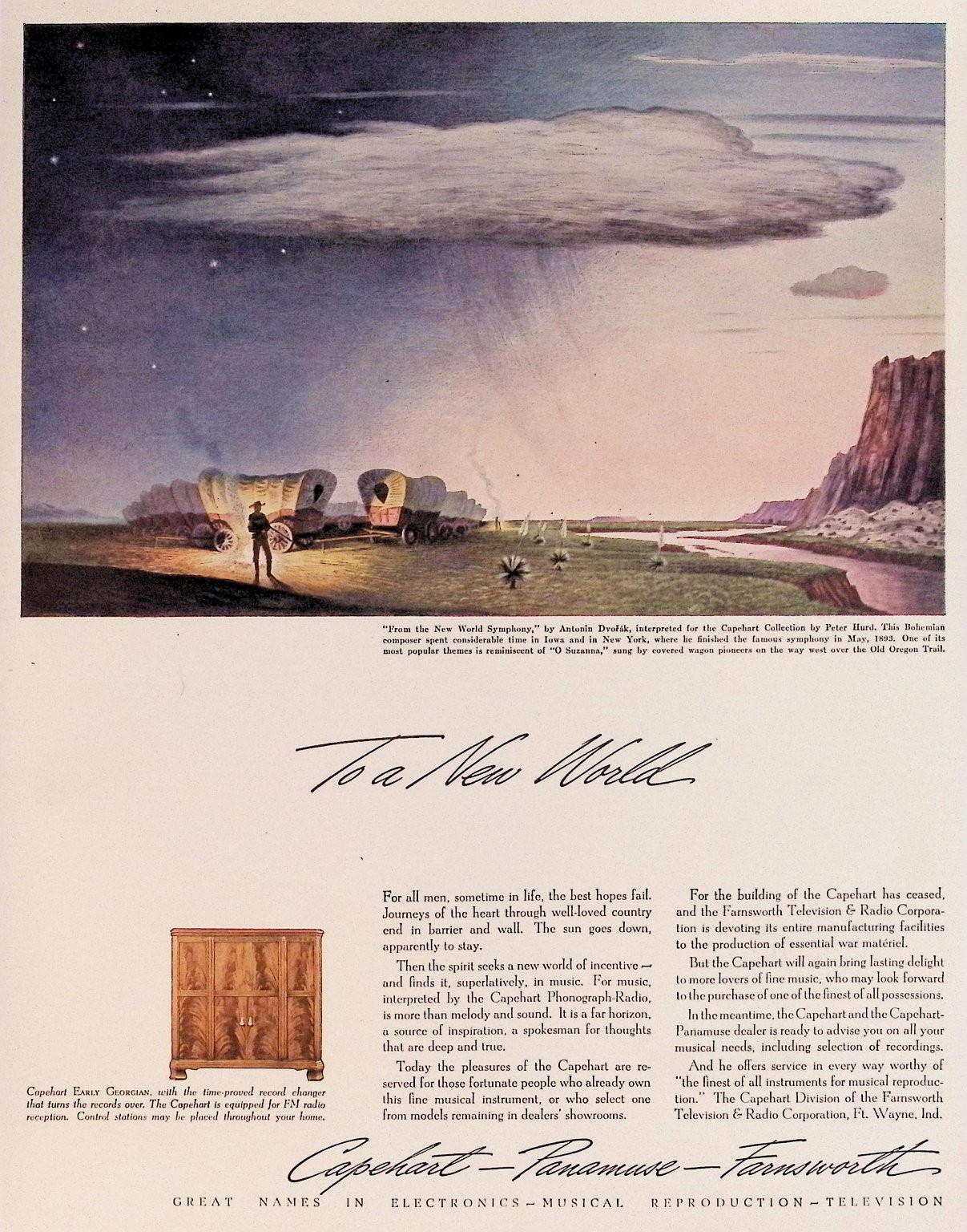 Capehart Early Georgian Print Ad Vintage 1942 Musical Cabinet Radio