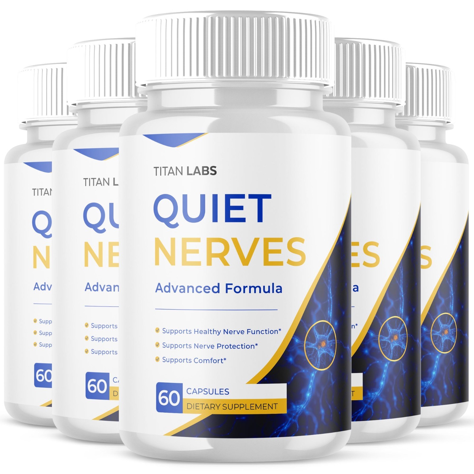 (5 Pack) Quiet Nerves Nootropic Nerve Support Supplement QuietNerves 300 Capsule