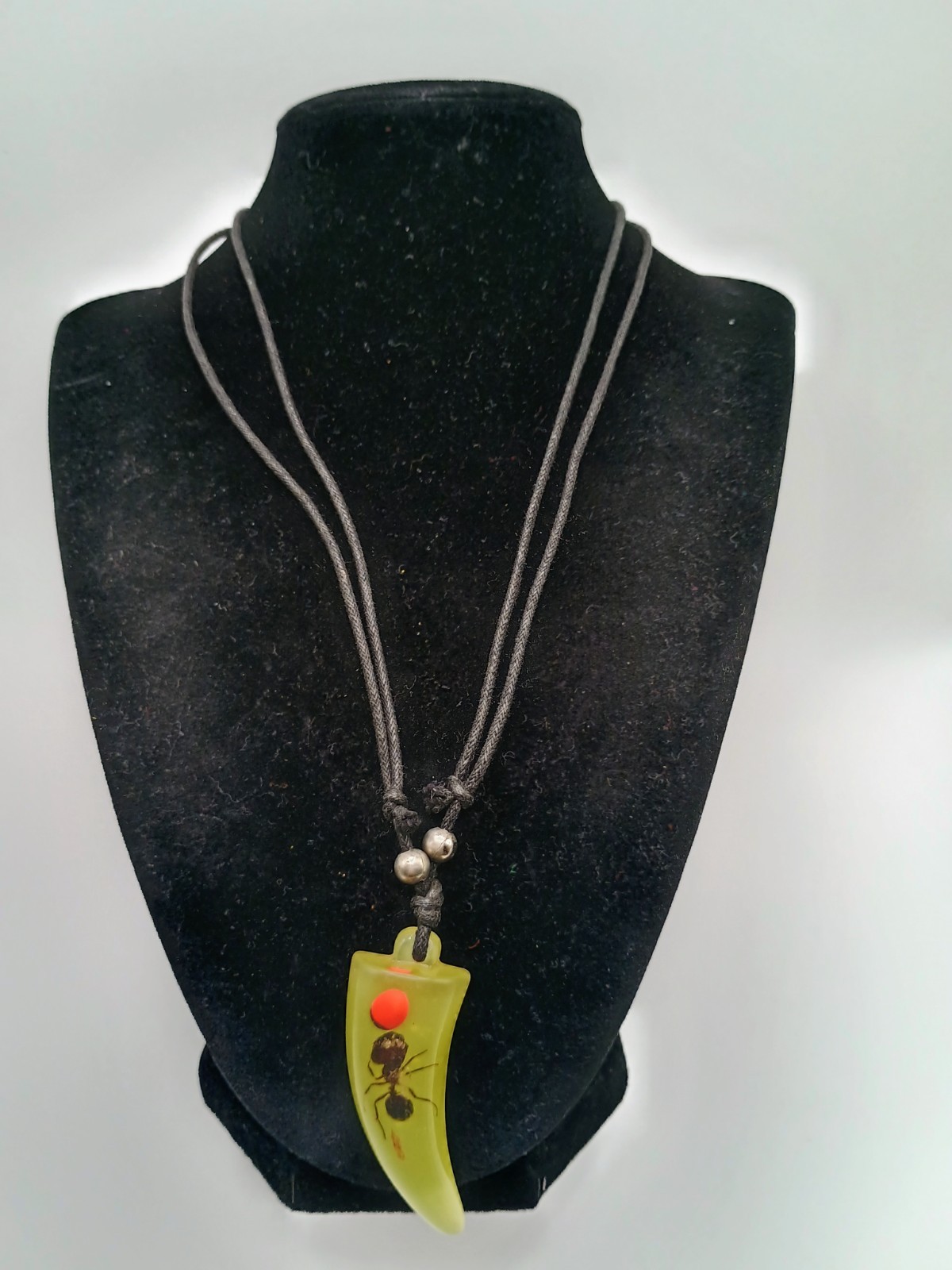 Ant Necklace Pendant Yellow Colmillo Adjustable Braided Cord Ant Necklace Pendant Yellow Colmillo Adjustable Braided Cord