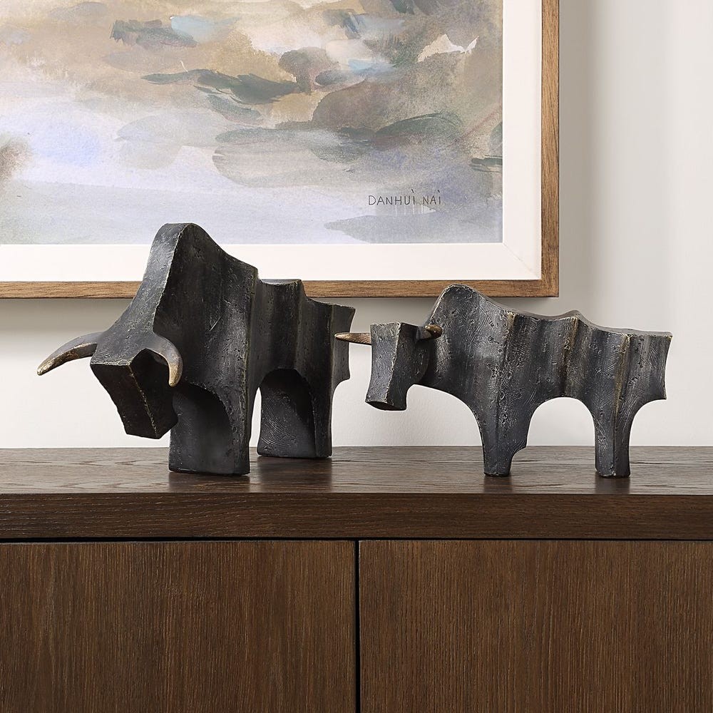 PAIR OF REGAL BULL MODERN & INDUSTRIAL STYLE LARGE 12
