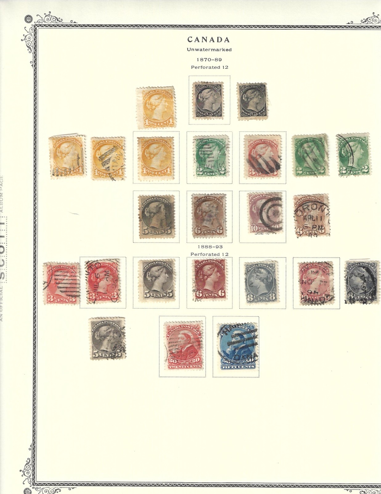 Silk's Stamps - Canadian Collection (1870-1893) from GREAT Scott Album