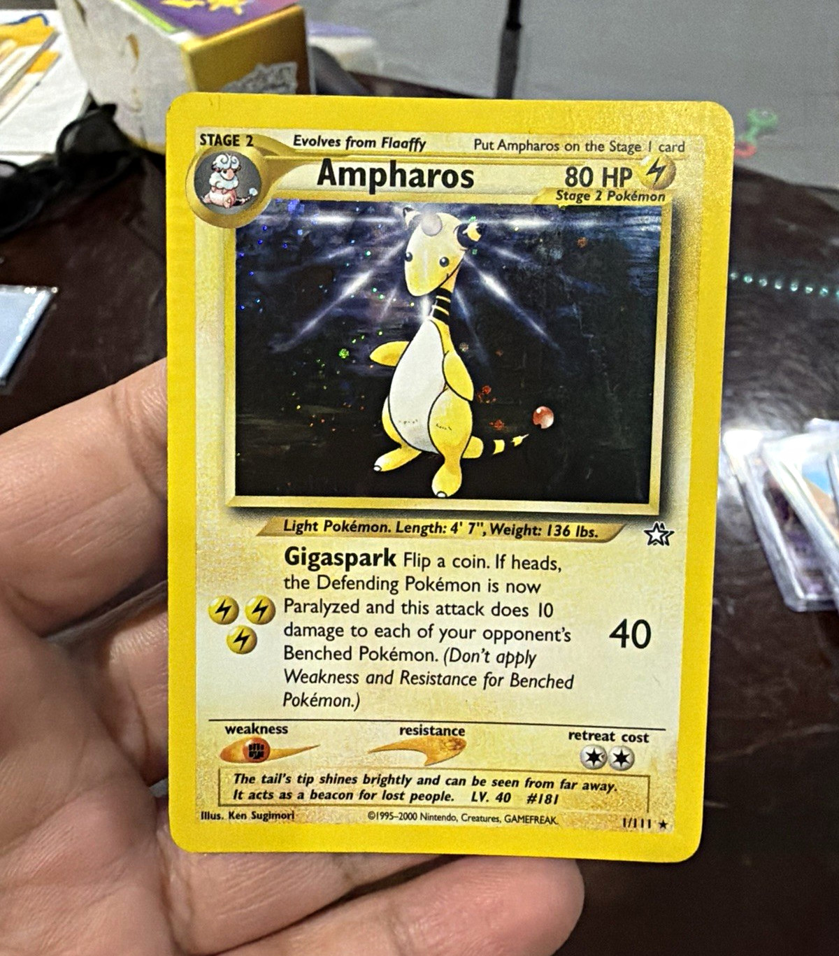 Ampharos 1/111 Neo Genesis Unlimited Holo Rare Pokemon TCG EN