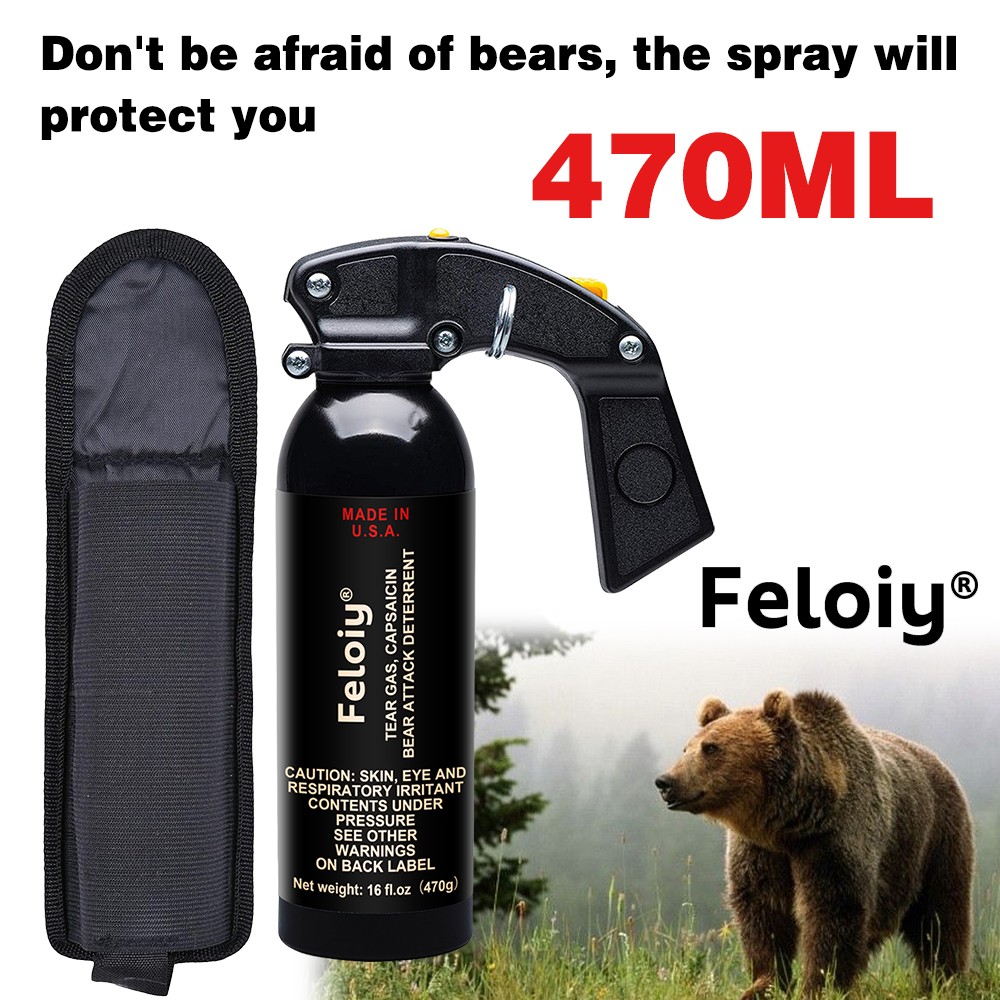 Feloiy 16 oz. Bear Repellent Spray w/ Holster, 35 ft Range NEW EPA Approved