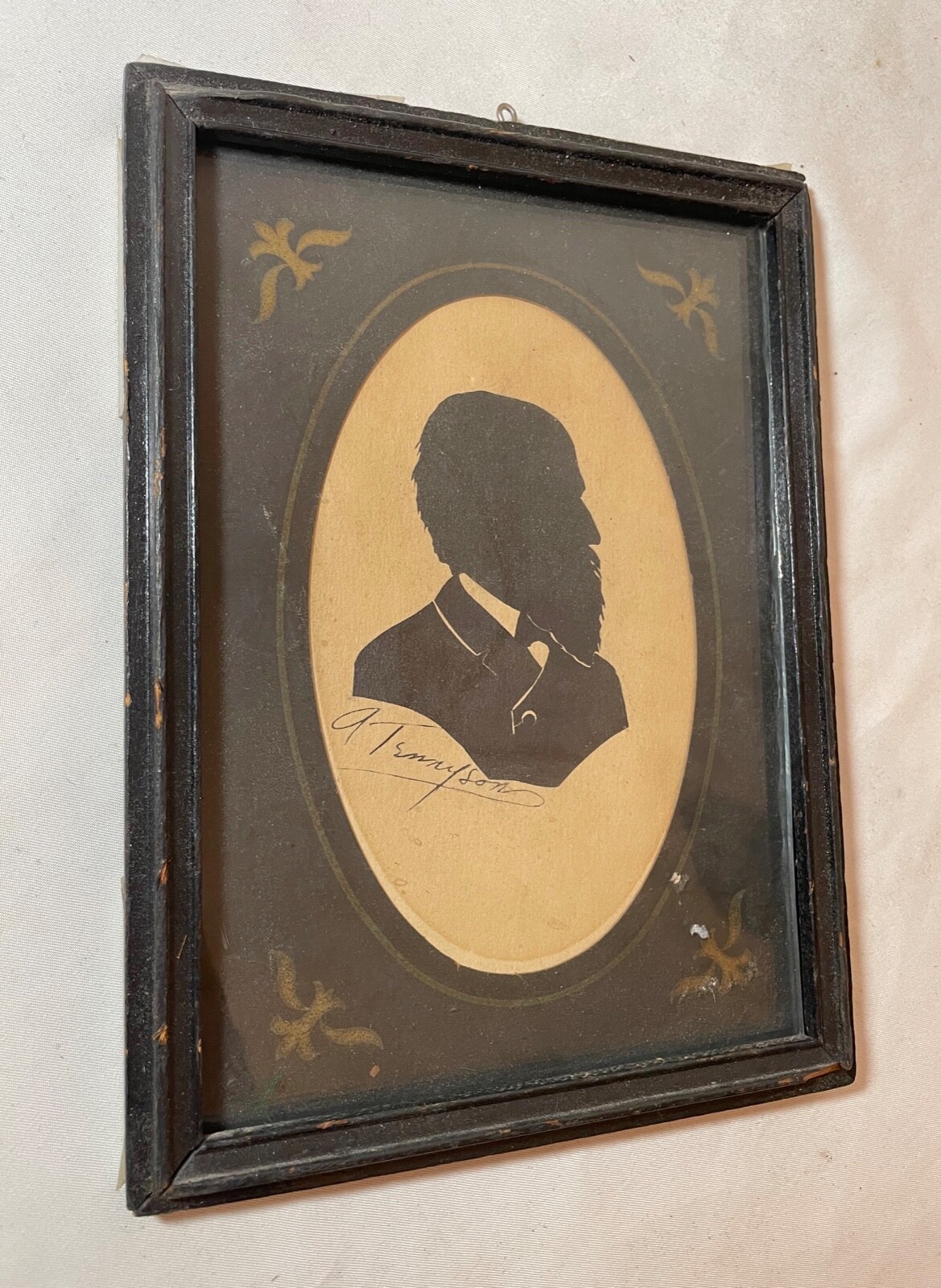 antique 1800\'s ALFRED Lord TENNYSON man original silhouette portrait art 