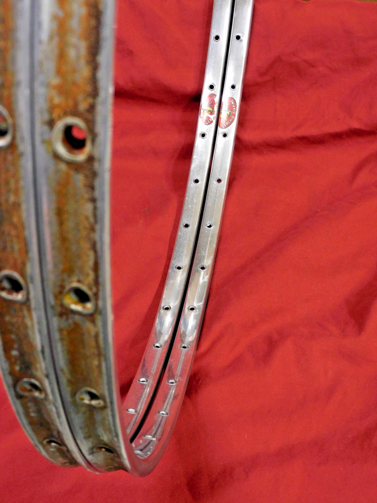 1 Pair Vintage 1971 Fiamme Red Label Silver Tubular Rims 36 Holes @375 grams