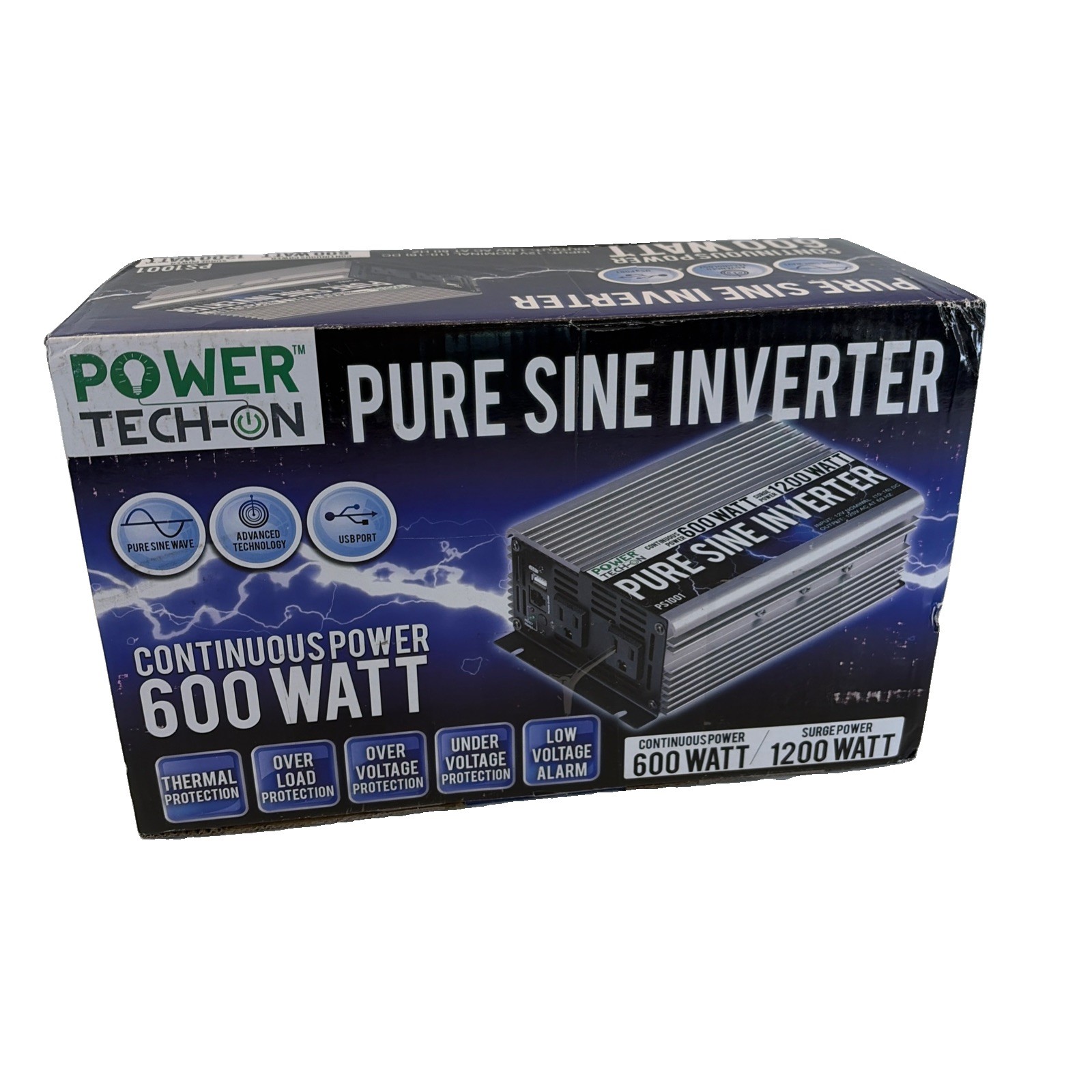 GoWISE Power 600W/1200W Peak Pure Sine Wave Power Inverter with 2 AC Outlets GoWISE Power 600W/1200W Peak Pure Sine Wave Power Inverter with 2 AC Outlets