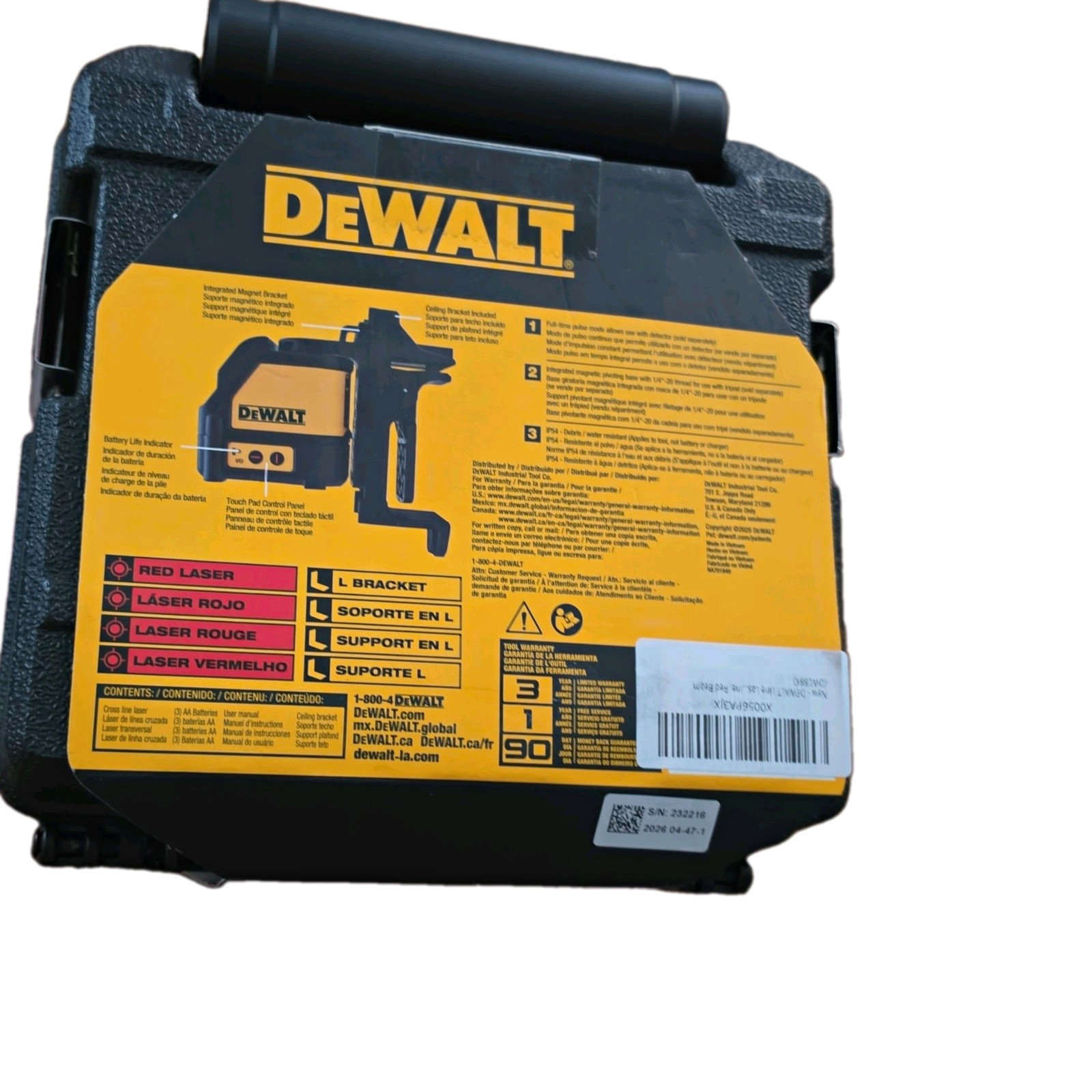 DEWALT DW088K Red Laser Level Kit w/ Case, Wall Bracket & AA Batteries