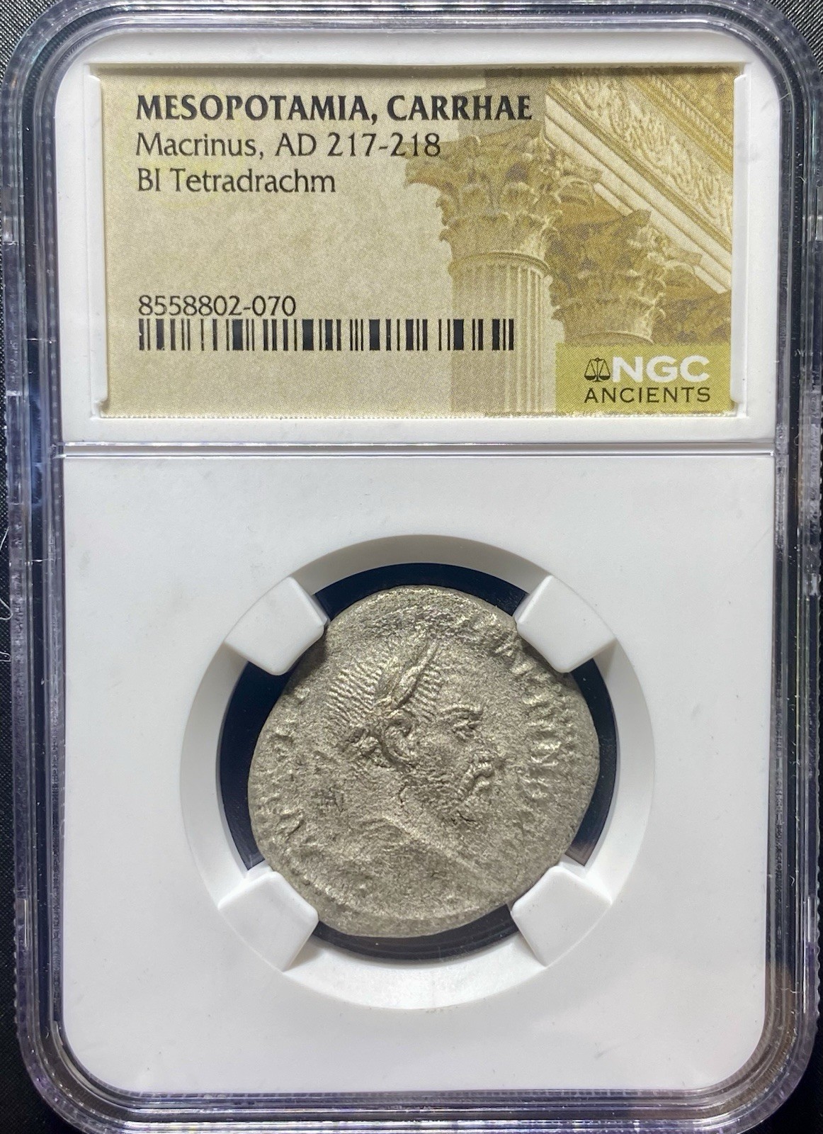 Emperor Macrinus Tetradrachm 217-218AD Roman Coin NGC Genuine Scarce Type Eagle