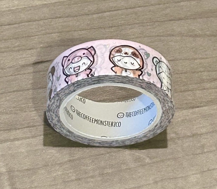 NEW TheCoffeeMonsterzCo Rainbow Animal Onezie 2.0 Washi Tape 15 mm roll TCMC