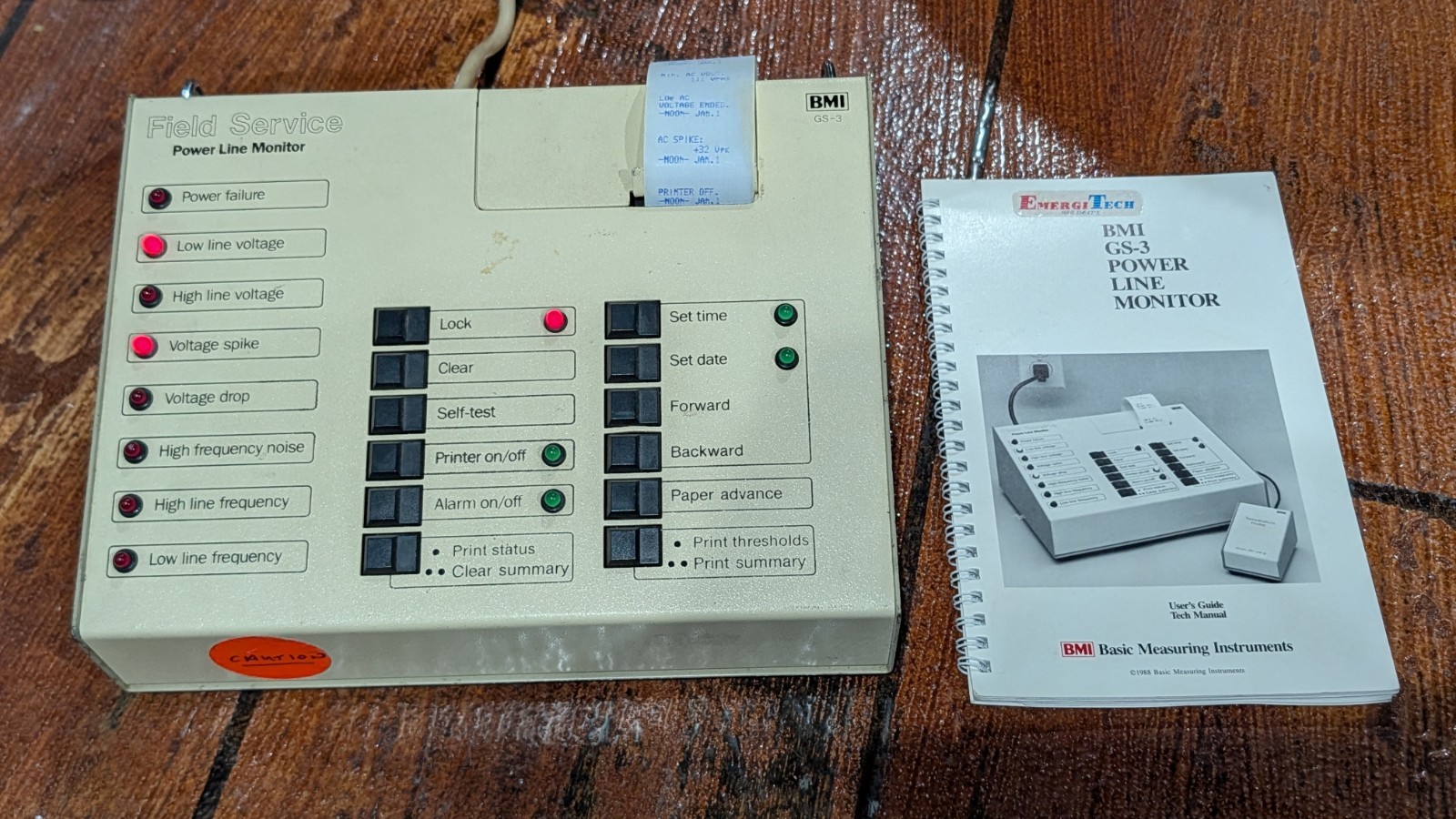 BMI GS-3 Power Line Monitor with display and printer - manual included