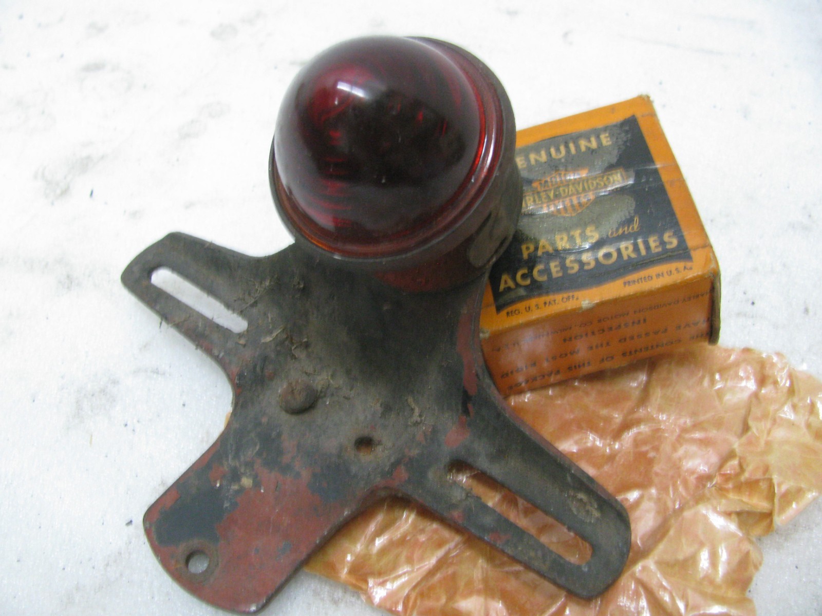 original Harley Davidson taillight & NOS lens 5054-20 Knucklehead 1936 1937 1938
