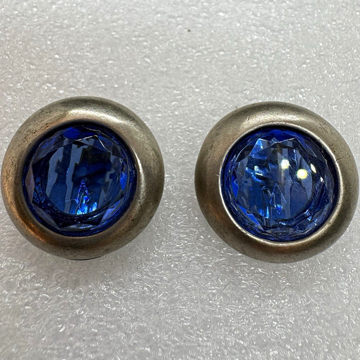 Vintage David Grau Spain Blue Crystal Statement Clip-On Earrings 1980s Runway