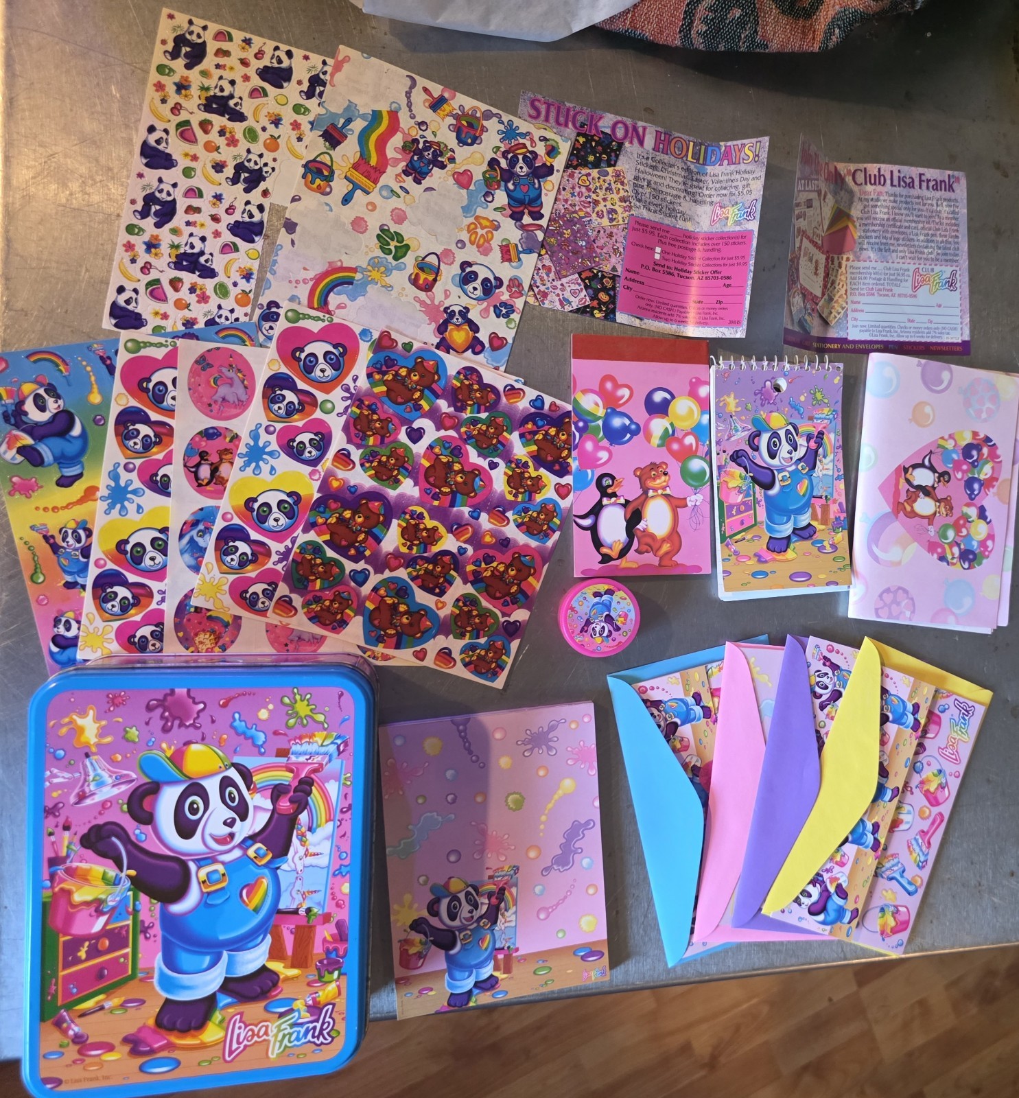 Vintage Lisa Frank Panda Painter Stationery Tin Set Stickers Notebook Etc. Vintage Lisa Frank Panda Painter Stationery Tin Set Stickers Notebook Etc.