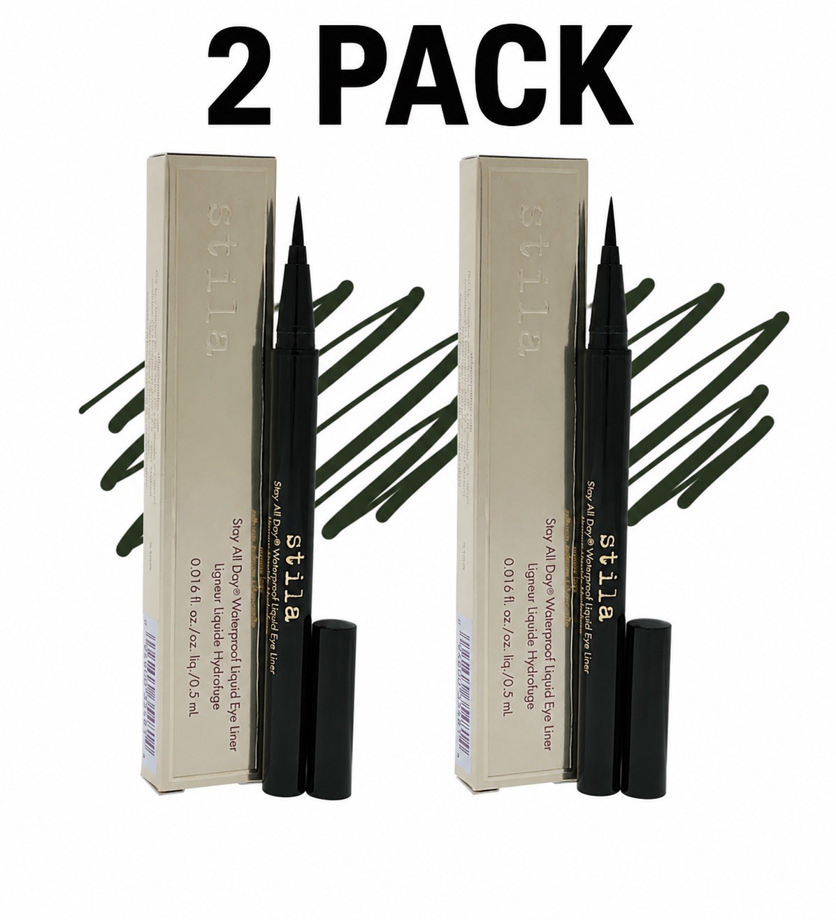 2 PACK Stila Stay All Day Waterproof Liquid EyeLiner .016 fl oz Intense Jade NIB