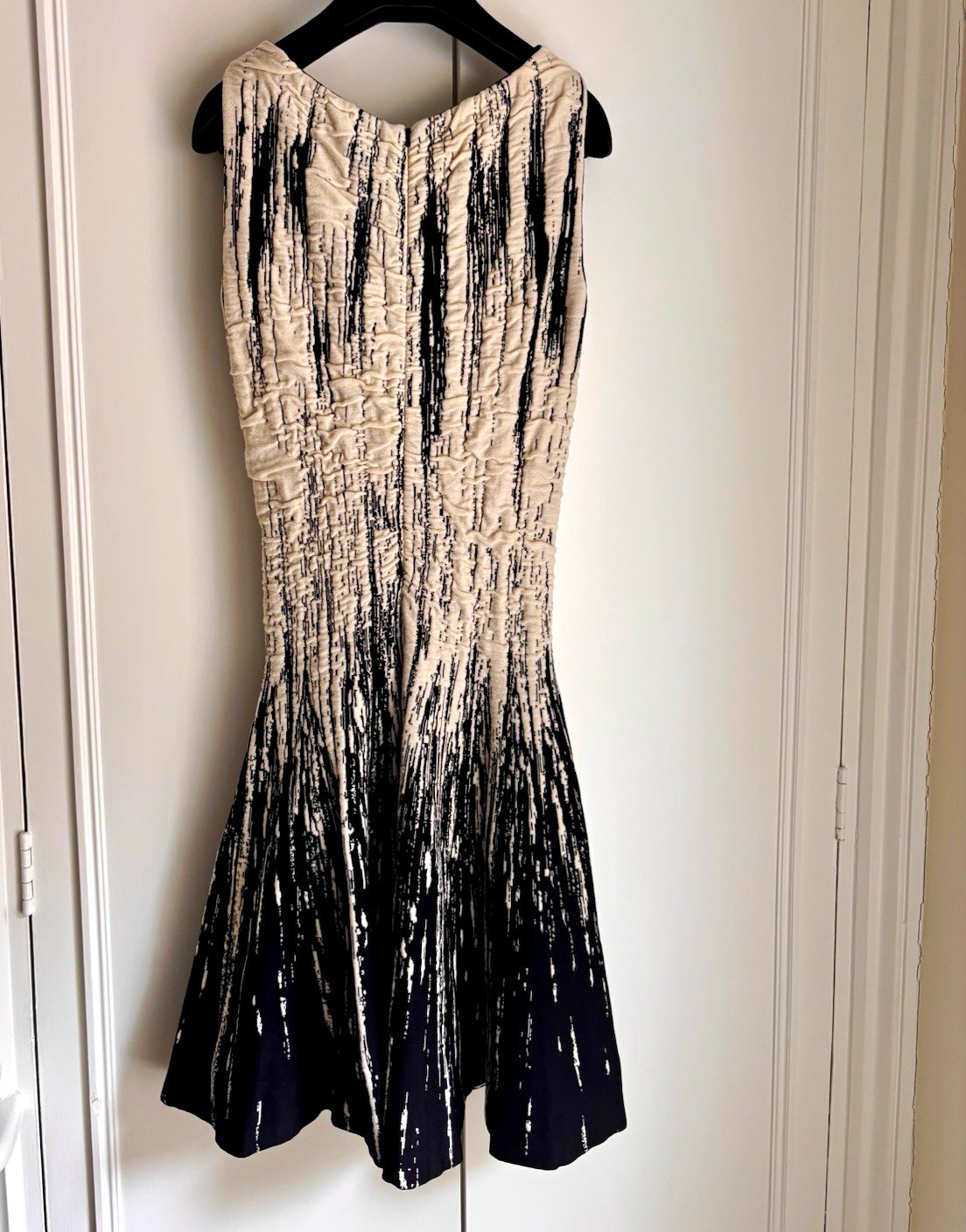 Oscar de la Renta Black Ivory Textured Jacquard Knit Dress XS Made in Italy 
