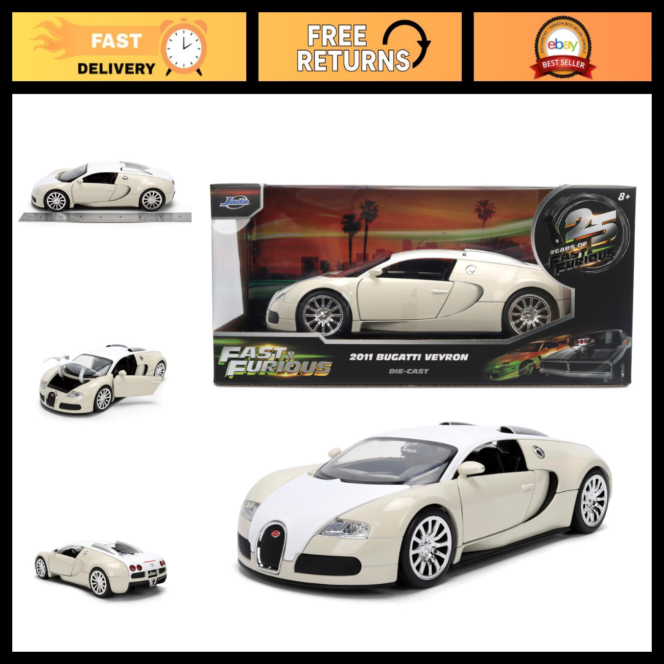 Diecast Model Bugatti Veyron 1:24 Scale - Opening Doors & Hood - Collector\'s Toy Diecast Model Bugatti Veyron 1:24 Scale - Opening Doors & Hood - Collector\'s Toy