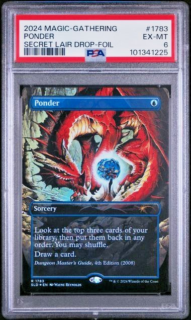 2024 MTG SLD Secret Lair Dungeons & Dragons Master Guide Foil #1783 Ponder PSA 6