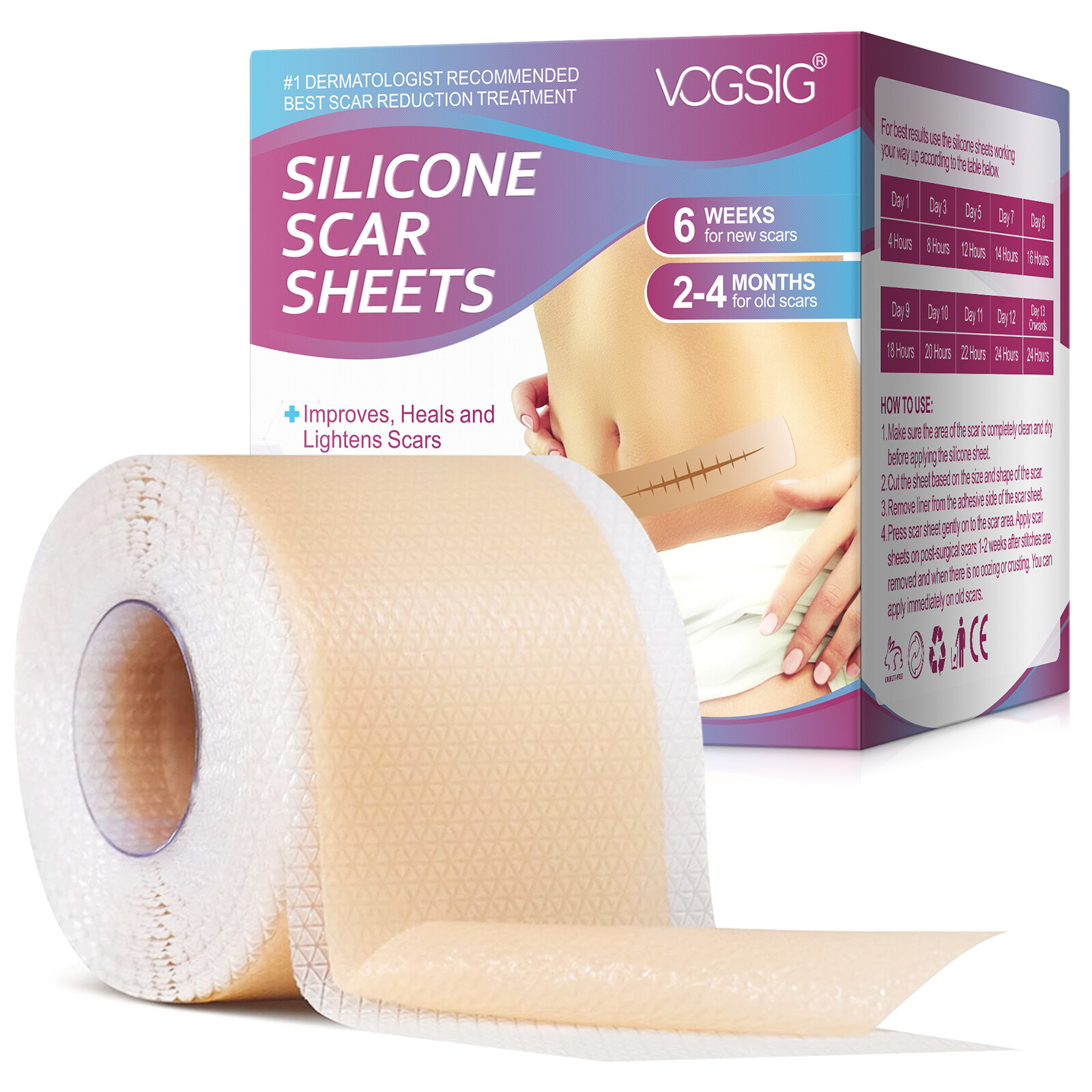 Scar Removal Silicone Tape for Hypertrophic Scars & Keloids, 1.6'' x 75''/150