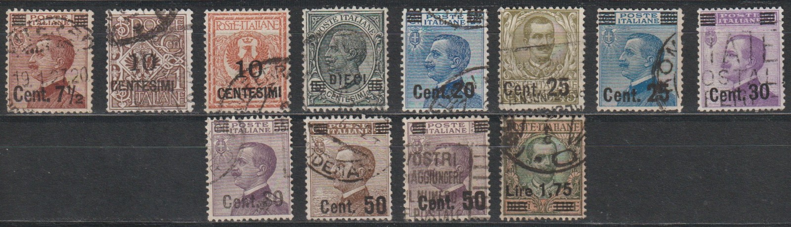 Italy Scott 147-158 Used 1923 Overprint Complete Set CV $65