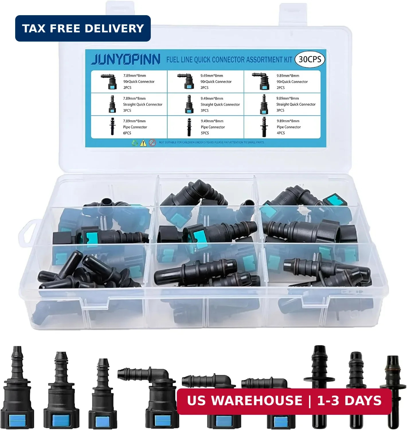 30PCS Fuel Line Quick Connector Assortment Kit | SAE 7.89mm 9.49mm 9.89mm，5/16